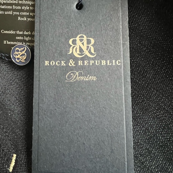 NWT Rock & Republic Victoria Beckham Gold Crown Straightleg Jeans Sz 29 (owner) - Picture 12 of 15